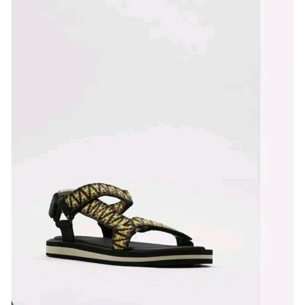 ZARA MULTICOLOURED TECHNICAL SANDALS- 8  2704 921 26.4cm